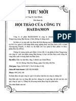 Thư Mời: Hội Thảo Của Công Ty Haedamon