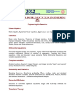 Syllabus For Instrumentation Engineering (IN) : Linear Algebra