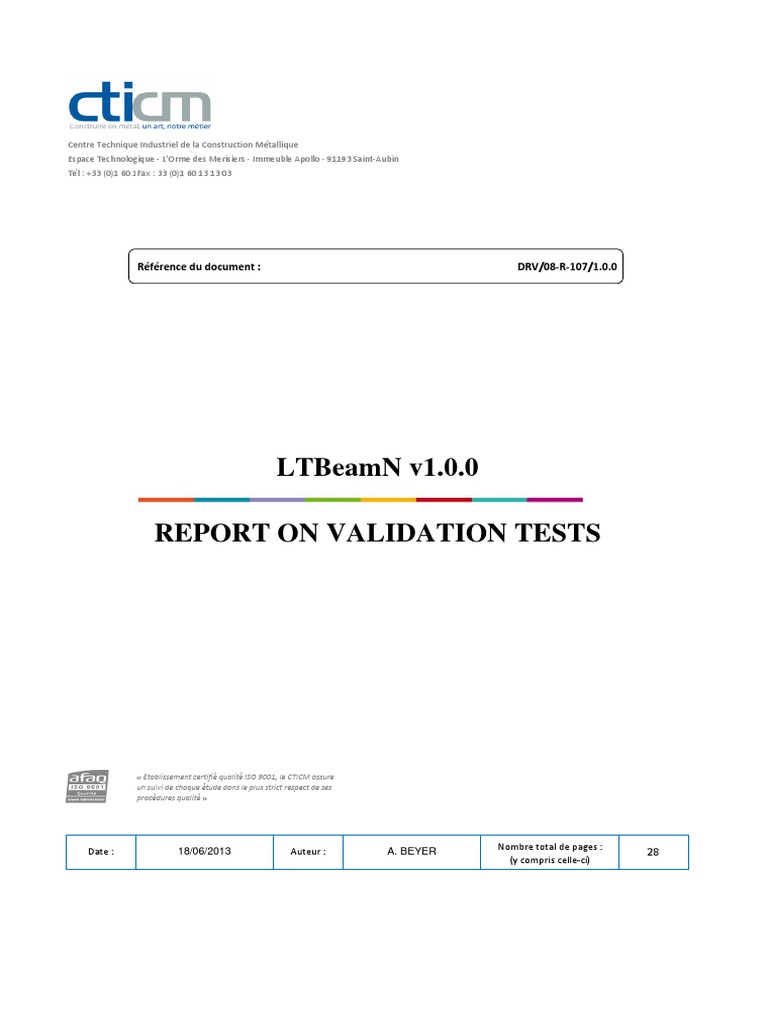 LTBeamN Validation Test Report | PDF | Buckling | Beam (Structure)