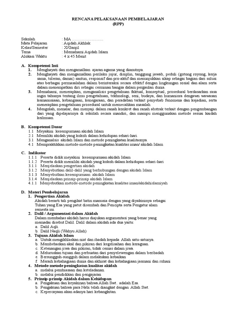 Akidah Akhlak Kelas X K13