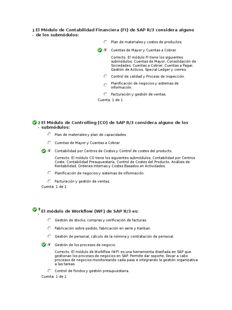 Módulos de SAP R/3: Funciones Clave | PDF | Sap Se | Planificación
