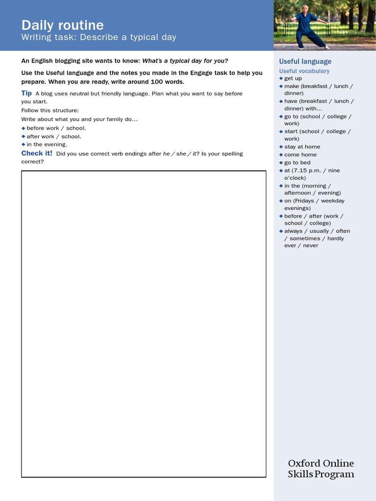 Daily Routine Writing Guide | PDF | Languages