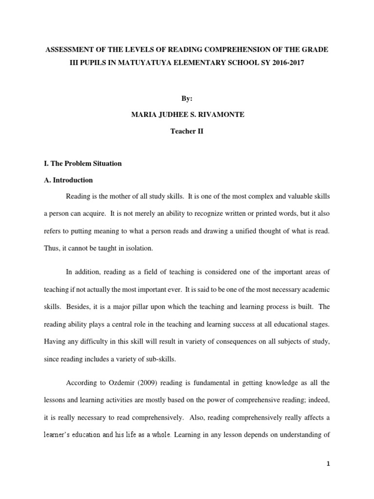 Action research on reading comprehension in the philippines picture