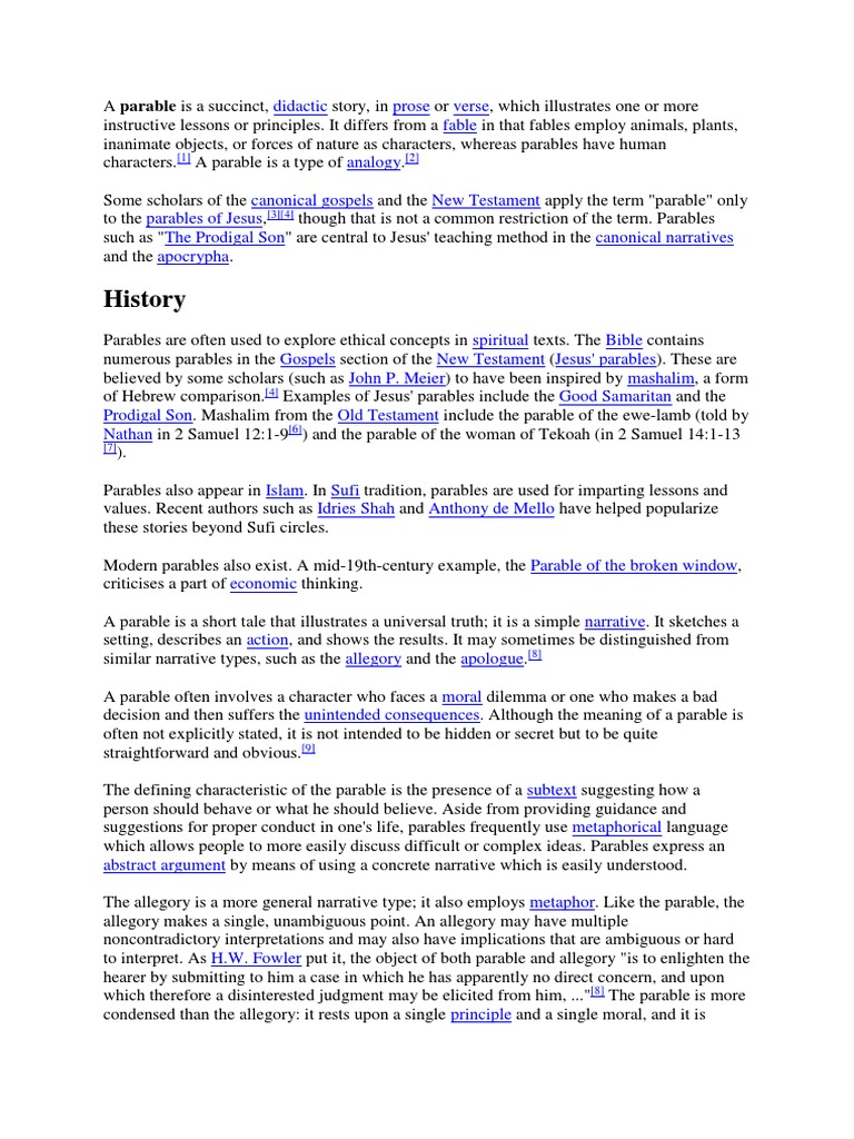 Parable Pdf Parable Science