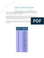 Regresión Lineal en Solver