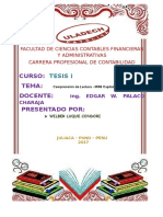 Curso: Tema: Docente: Presentado Por:: Tesis I