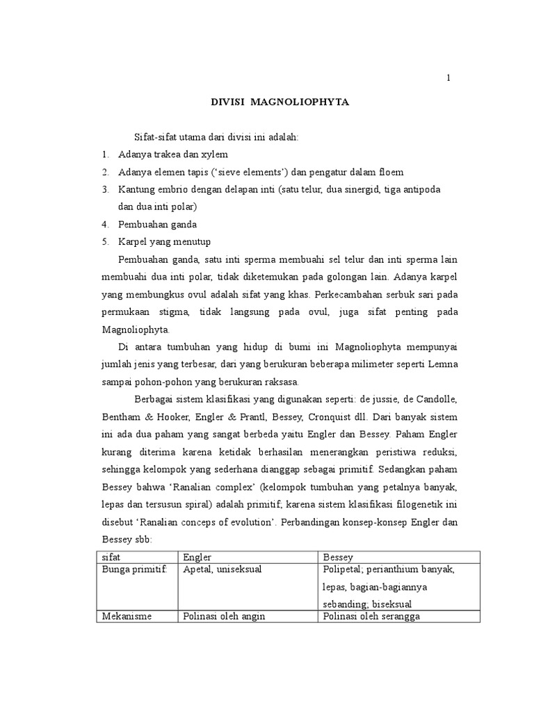 Karakteristik Divisi Magnoliophyta | PDF | Sains & Matematika