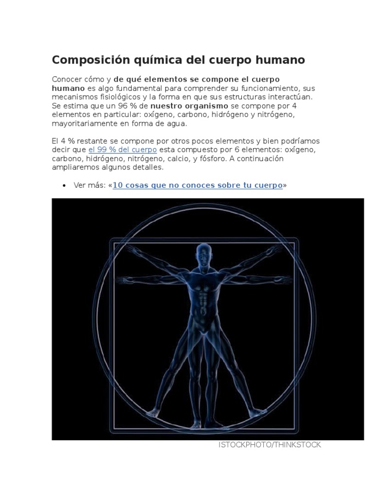 Composición Química Del Cuerpo Humano | PDF
