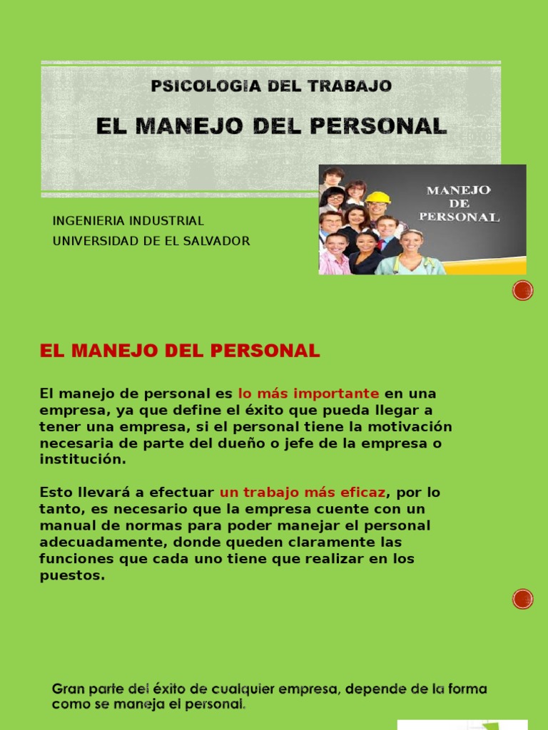 Estrategias para el Manejo de Personal | PDF | Liderazgo | Motivación
