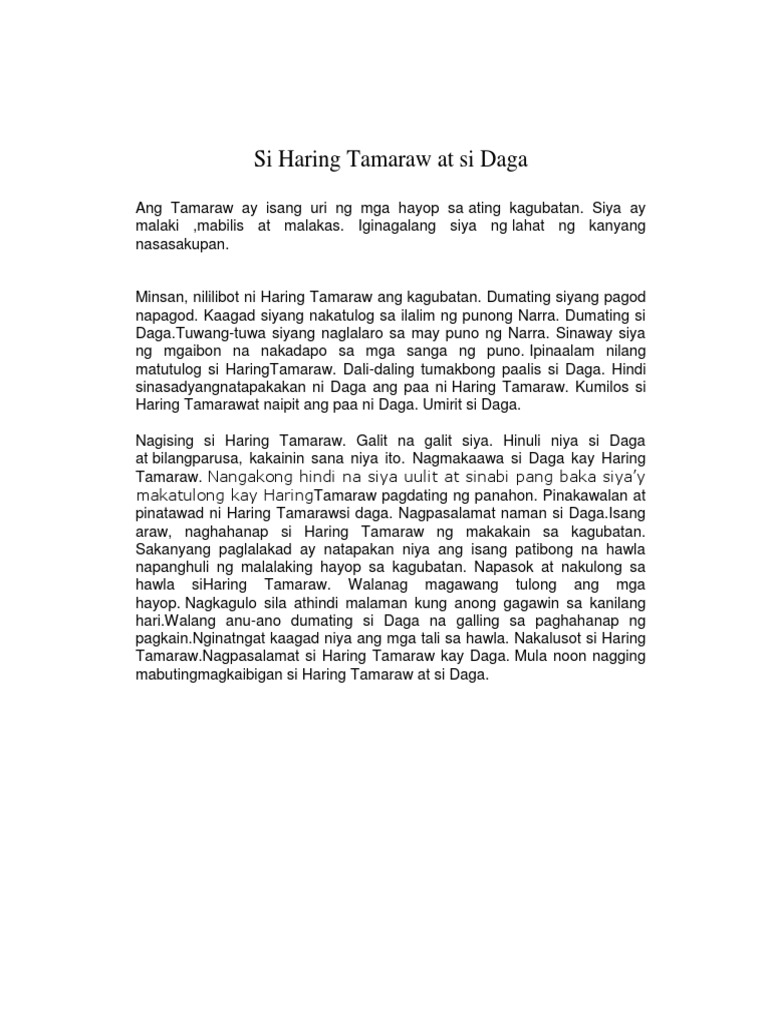 Si Haring Tamaraw at Si Daga | PDF