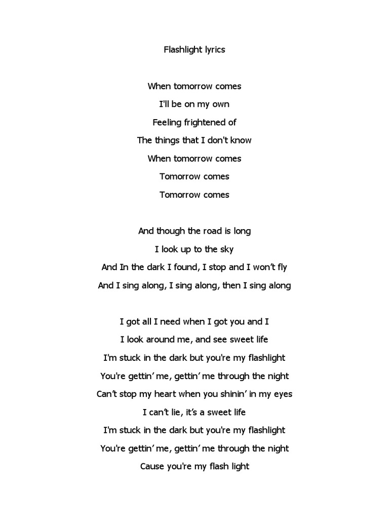 Flashlight lyrics discount