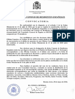 2016 Convocatoria Elecciones Al Consejo de Residentes Españoles