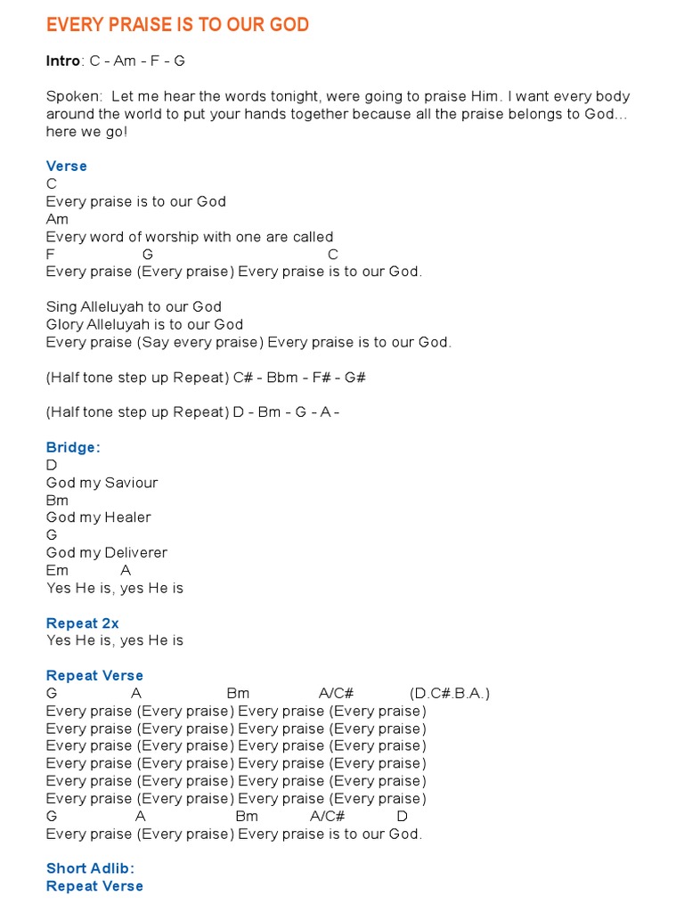 Every Praise Lyrics and Chords | PDF | Language Arts & Discipline