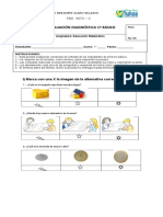 Prueba Diagnostico Matemática 2016 Primero