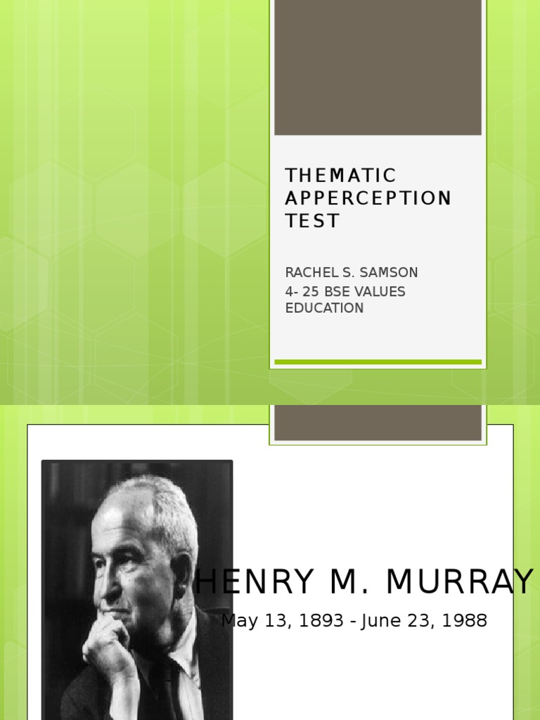 SAMSON. Rachel - HENRY MURRAY. 4-25VE | PDF | Unconscious Mind | Id