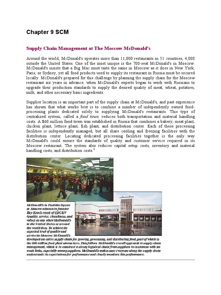 Chapter 9 SCM Supply Chain Management at The Moscow Mcdonald'S PDF