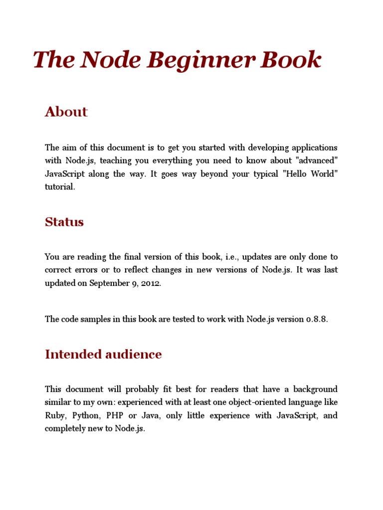 Node Beginner Book: A Developer's Guide | PDF | Hypertext Transfer ...