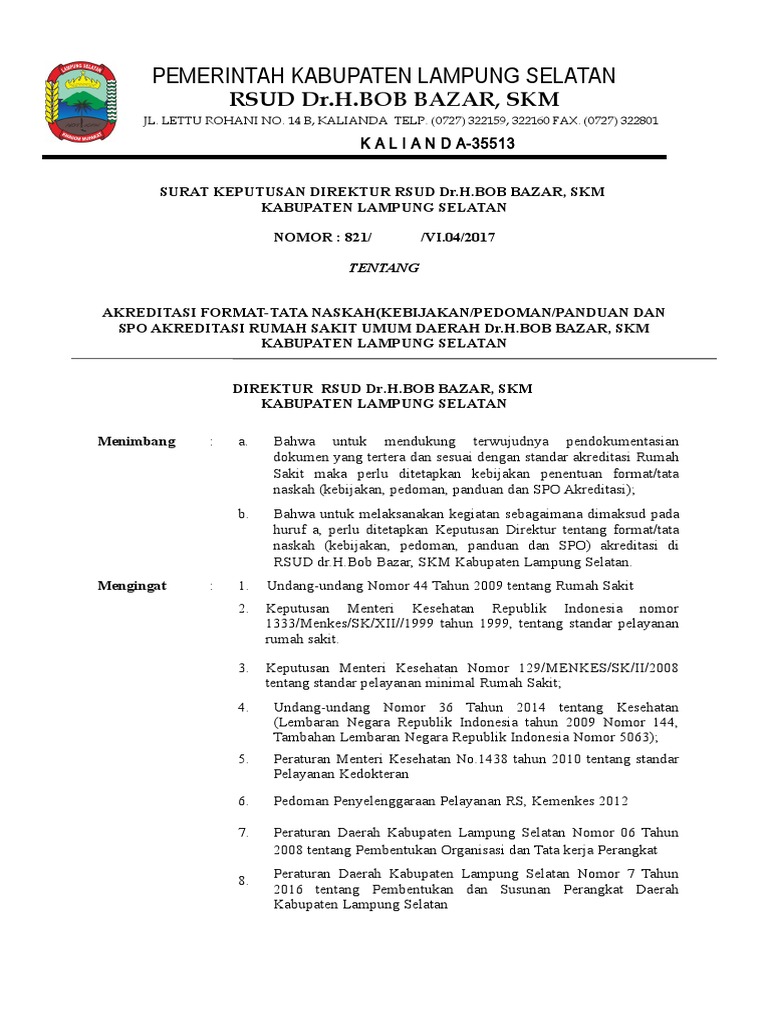 sk Tata Naskah Akreditasi RS.doc