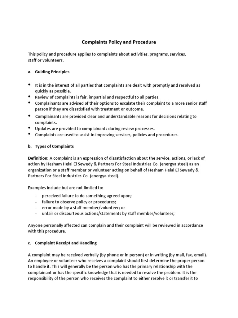 Complaint Handling Guide | PDF | Volunteering | Social Institutions