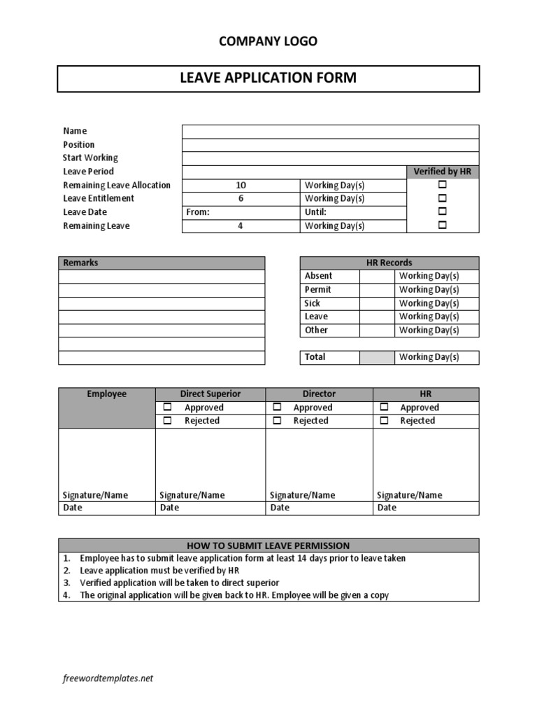 Leave Application Form Template | PDF