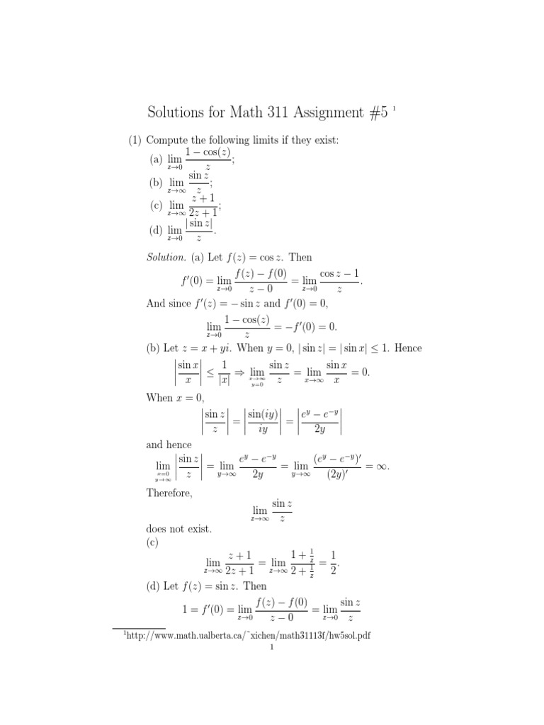 Math 311 Assignment 5 Solutions | PDF | Trigonometric Functions | Sine