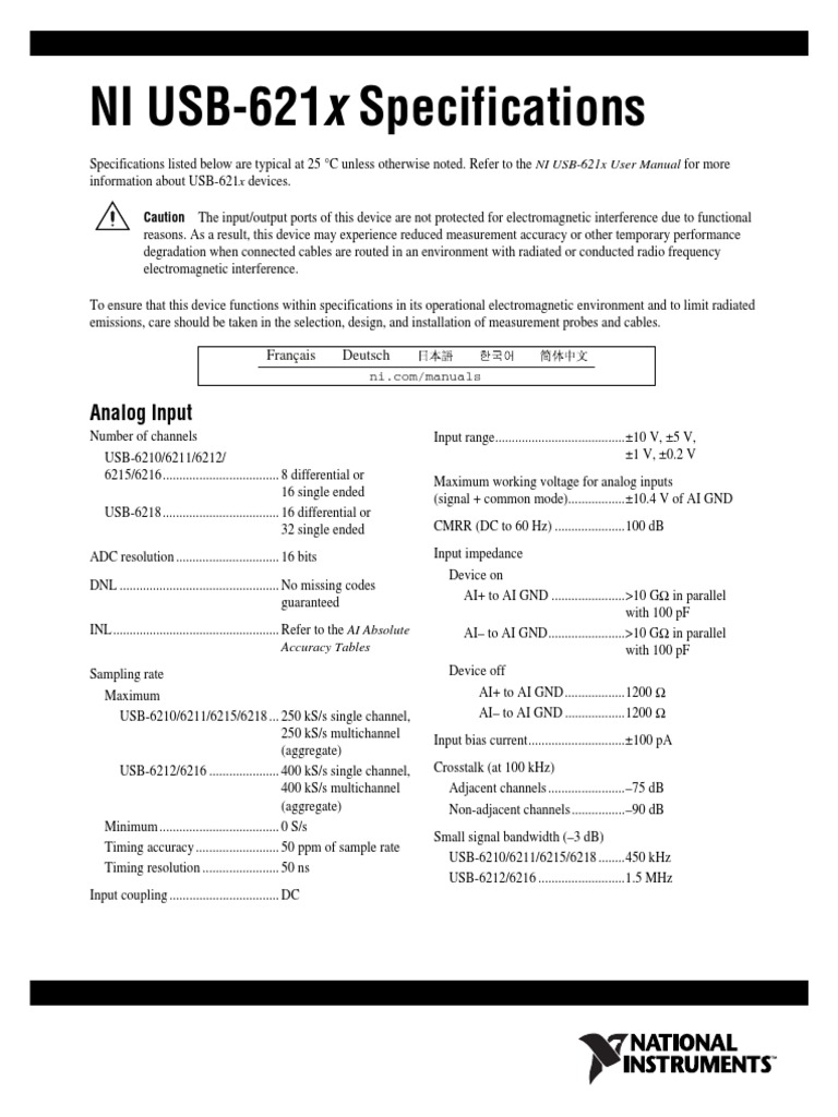 Ni Usb 6216 A2d PDF Compatibility Analog To Digital Converter