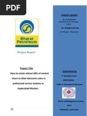 Bpcl Mak Lubricants Internship Report Motor Oil Survey