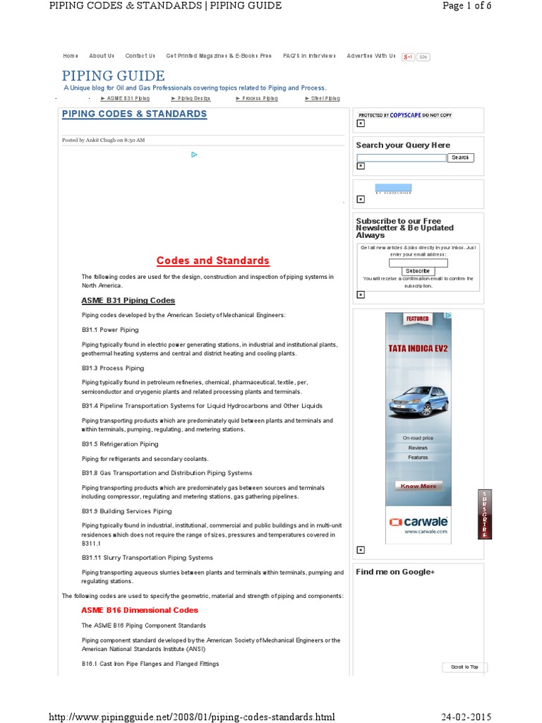 List of Codes and Standards | PDF | Pipe (Fluid Conveyance) | Oil Refinery