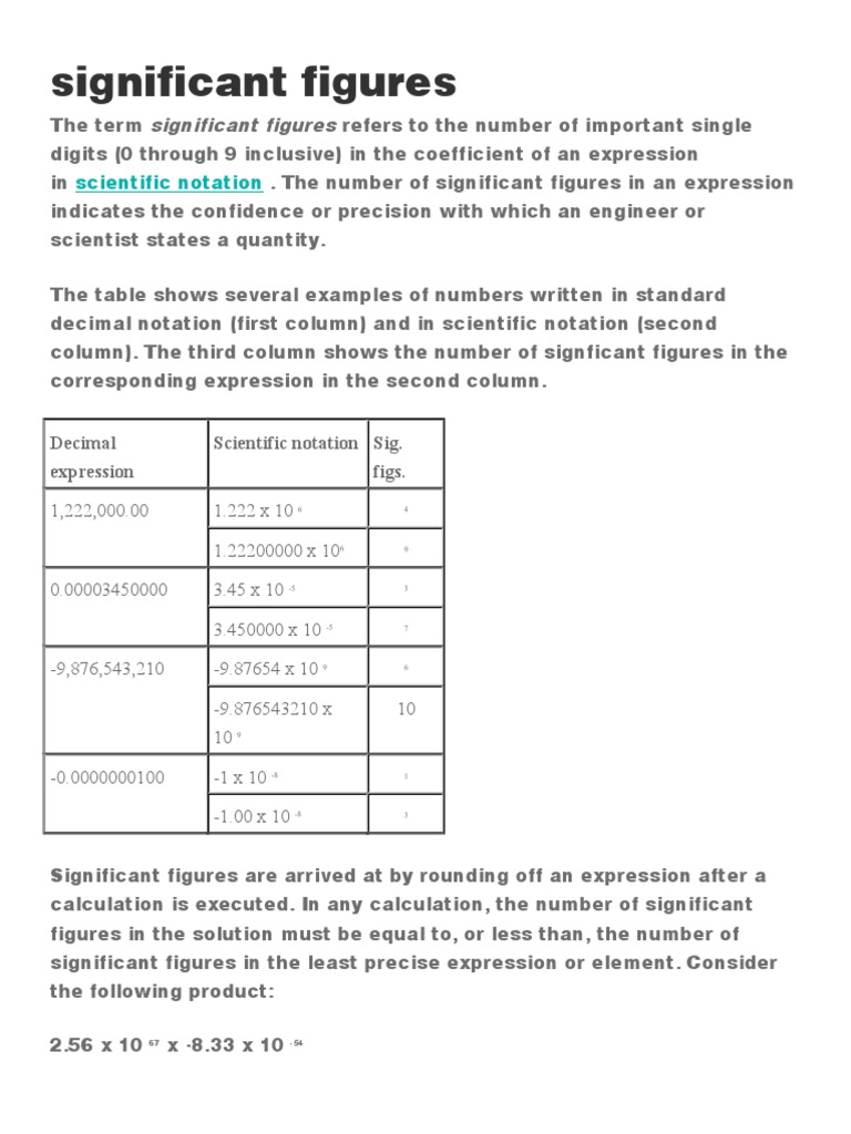 Significant Figures: Scientific Notation | PDF | Significant Figures ...