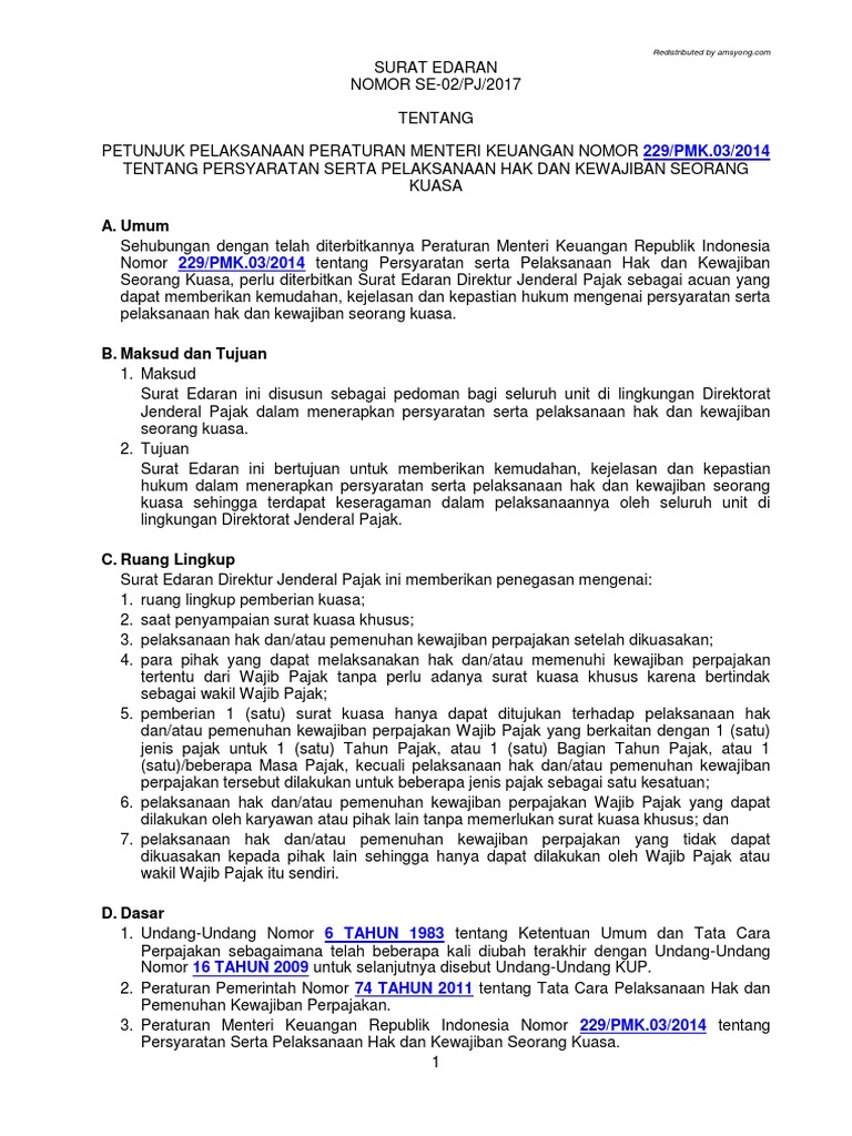 Se 02 Pj 2017 Surat Kuasa Khusus Wajib Pajak