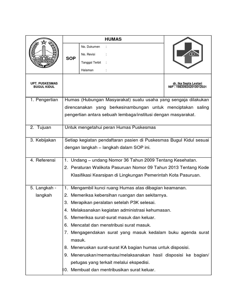 Sop Humas | PDF | Komputer