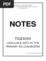 TSLB3093 Language Arts in the Primary ESL Classroom COMPLETE BRIEF SHORT NOTES