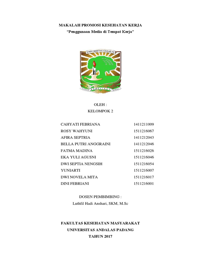 Makalah Promosi Kesehatan Di Tempat Kerja