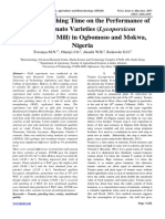 Effects of Pinching Time On The Performance of Three Tomato Varieties (Lycopersicon Lycopersicum Mill) in Ogbomoso and Mokwa, Nigeria'