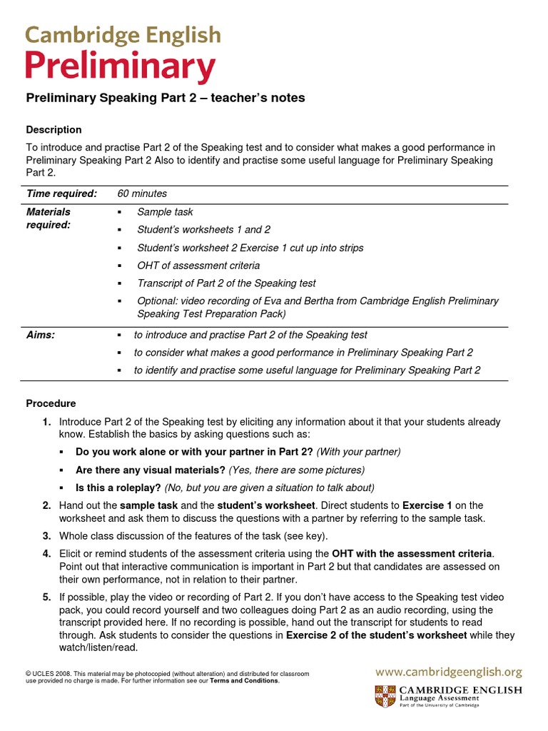 Pet Speaking Part 2 Practice