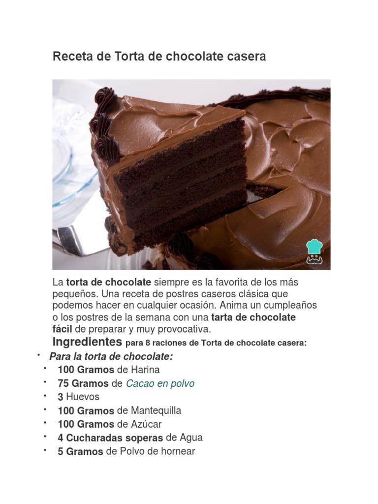 Descubrir 98+ imagen torta de chocolate receta en gramos