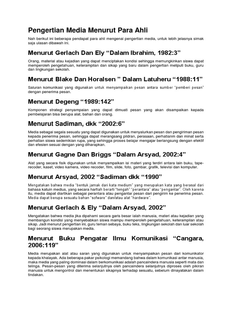 Pengertian Media Menurut Para Ahli Pdf