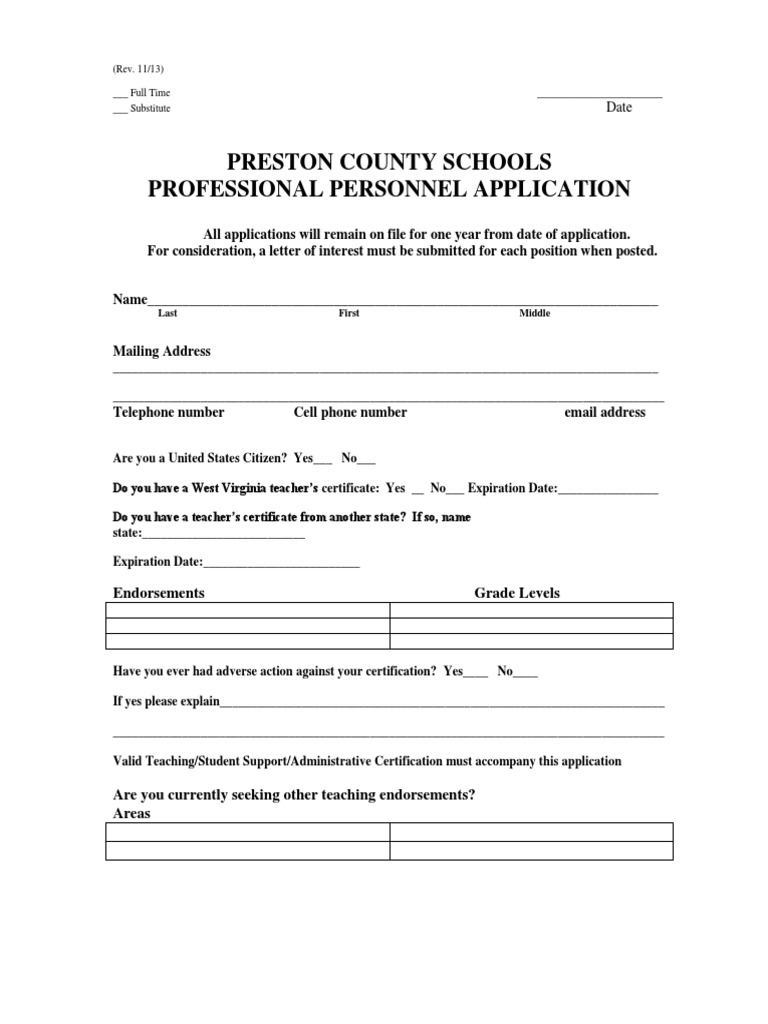 Professional Personnel Application | PDF | Professional Certification ...