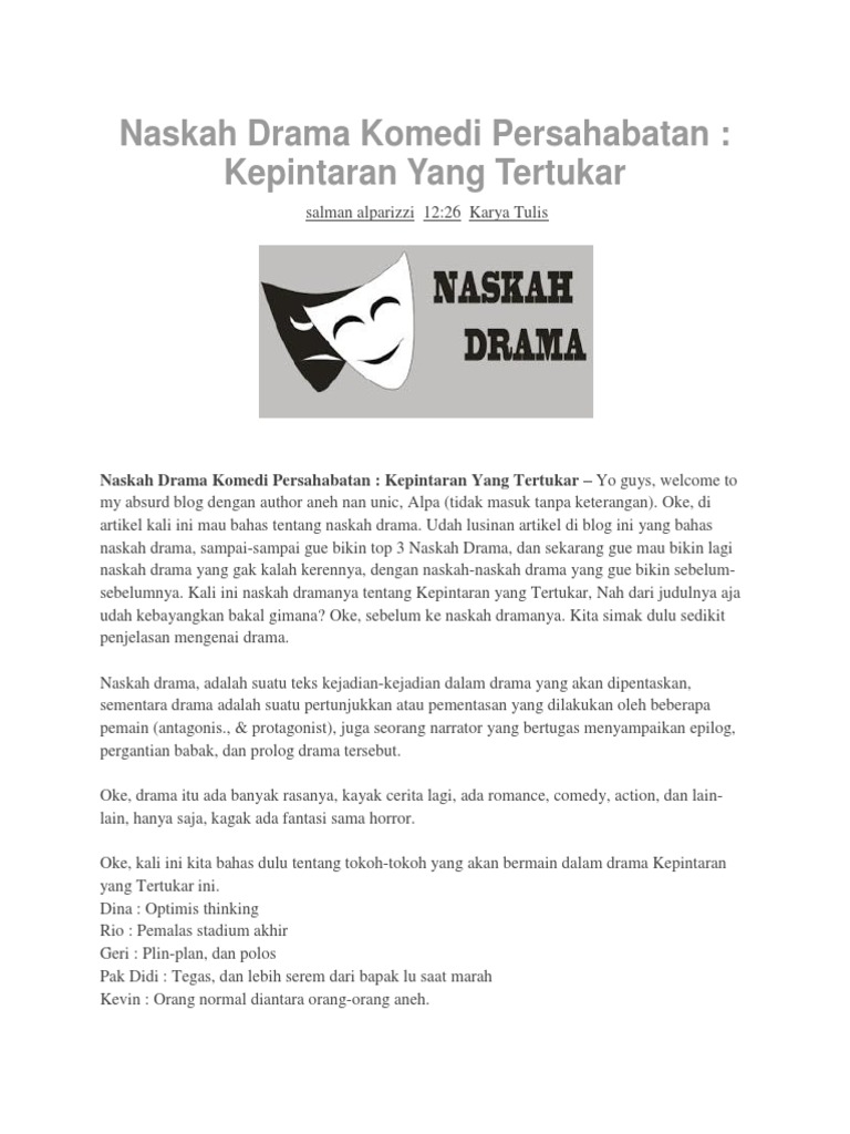 Naskah Drama Komedi Persahabatan