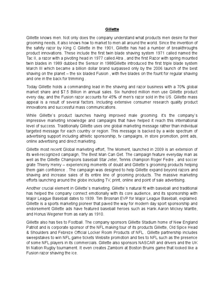 Gillette Pdf Razor Marketing