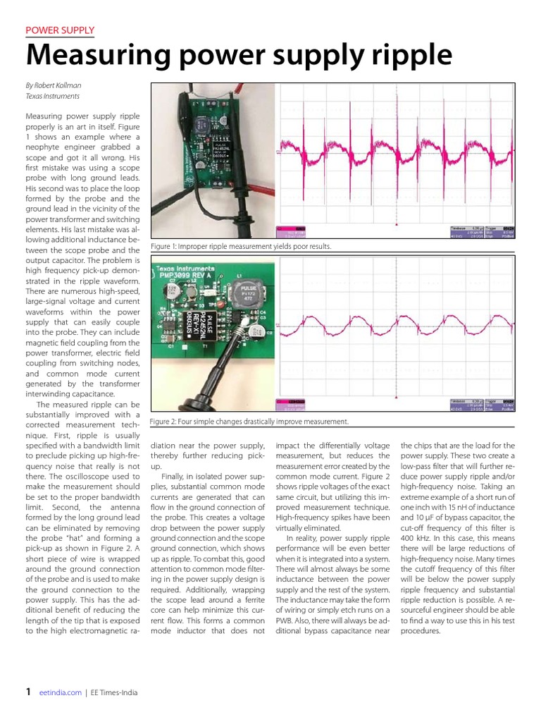 Power Supply Testing Measuring Power Supply Ripple Power Supply Electric Power