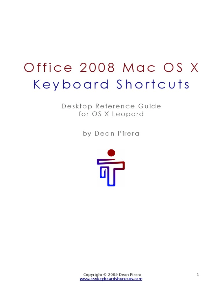 Office2008 OS X Shortcuts | PDF | Computer Keyboard | Mac Os