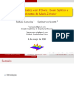 Interferência Quântica Com Fótons: Beam Splitter e Interferômetro de Mach-Zehnder