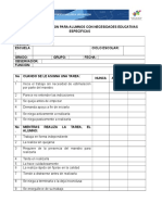 Guía de Observacion para Alumnos Con Necesidades Educativas Específicas