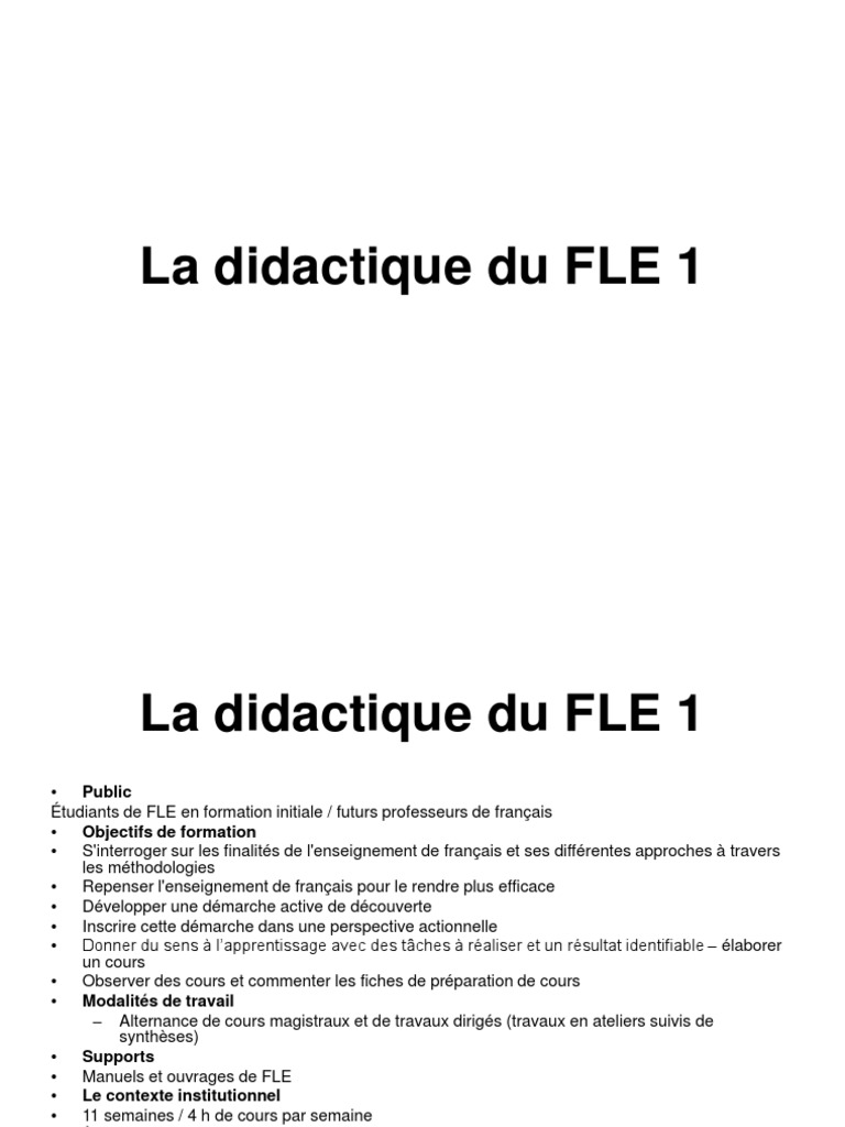 Didactique du FLE : Approches et Méthodes | PDF | Pédagogie | Apprentissage