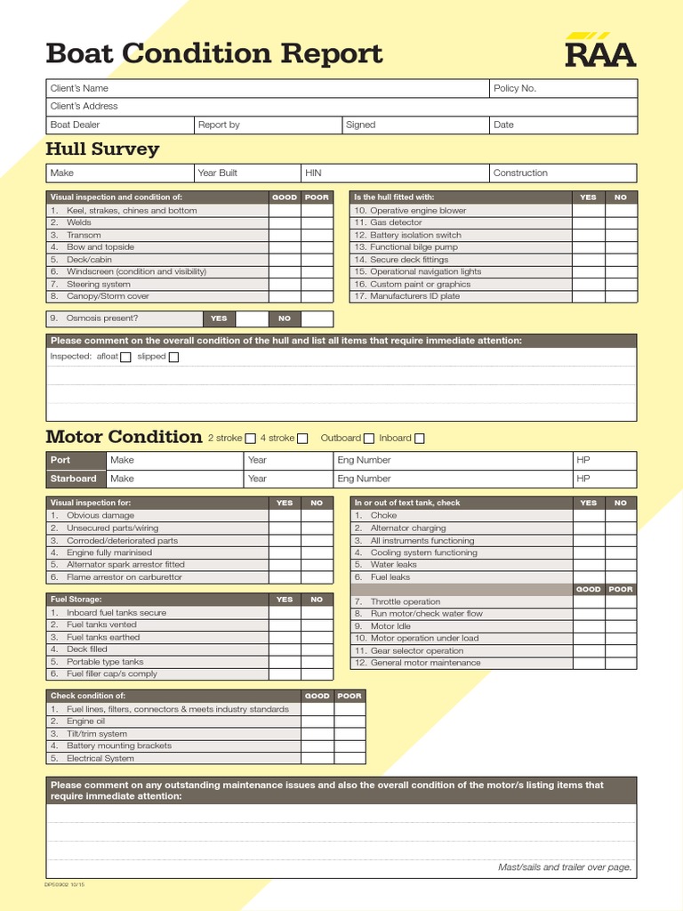 Boat Condition and Hull Survey Report | PDF | Trailer (Vehicle) | Mast ...