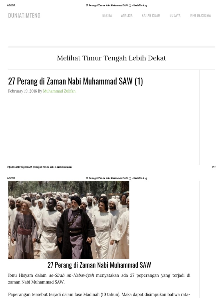 27 Perang Di Zaman Nabi Muhammad SAW (1) - DuniaTimteng
