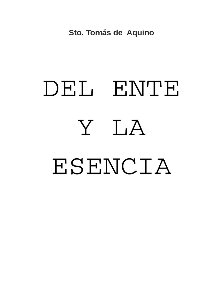 Del Ente y La Esencia PDF Esencia Alma