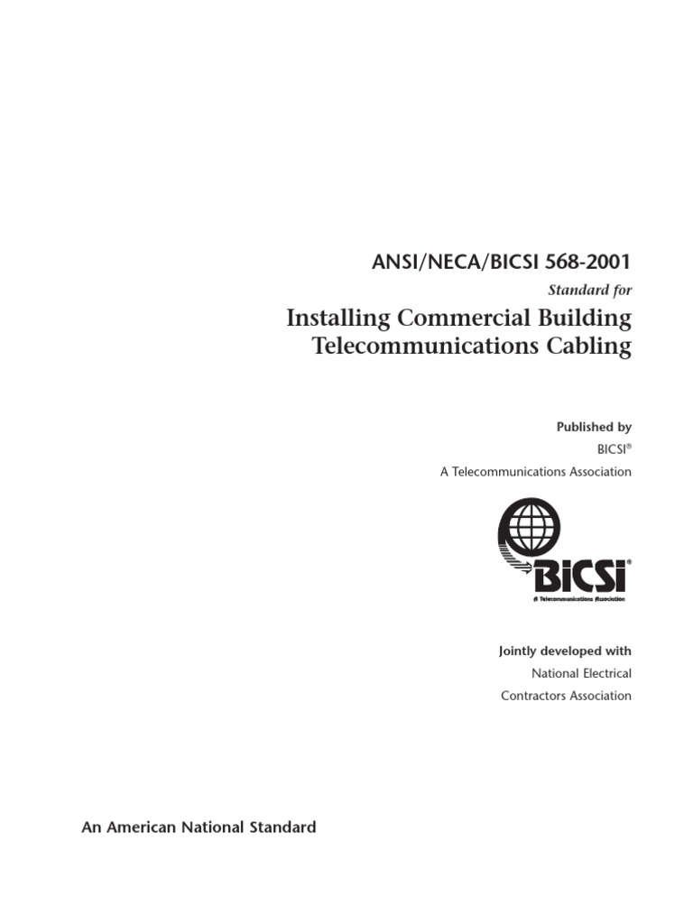 Ansi Neca Bicsi 568 2001 PDF | PDF | Electrical Connector | Optical Fiber