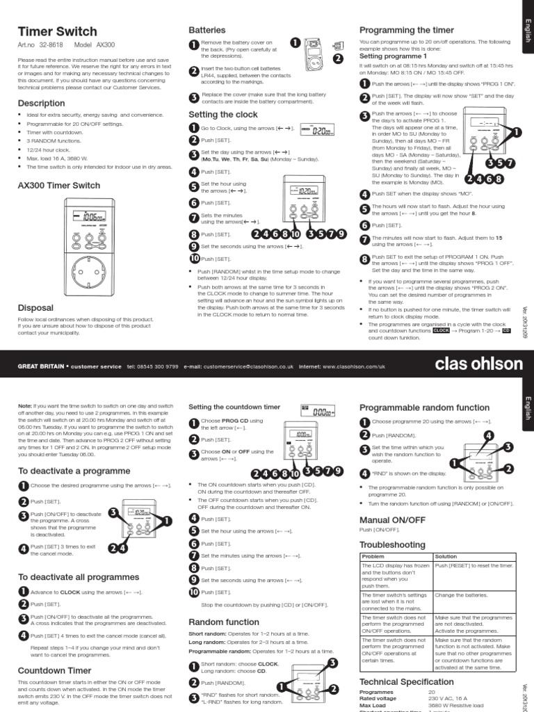 Digital Timer Switch Ax300 Manual Book Media Technology Computing